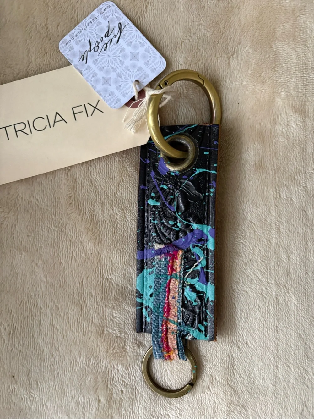 Free People Tricia Fix Rare Splatter Key ring/ Bag charm🔥New with tags!